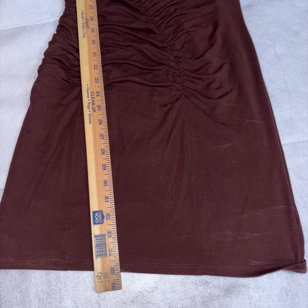 Anthropologie Ruched Mock Neck Knit Dress Cocoa Plum Fitted Sleeveless Bodycon - Picture 11 of 11